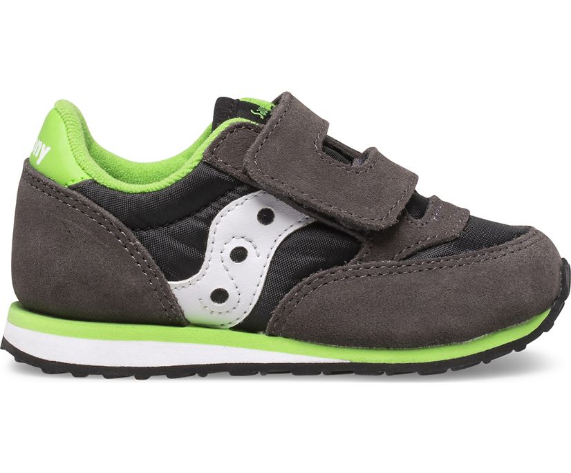 Saucony Baby Jazz Hook & Loop Kids' Sneakers Grey / Black / Green | AU 701NWYB